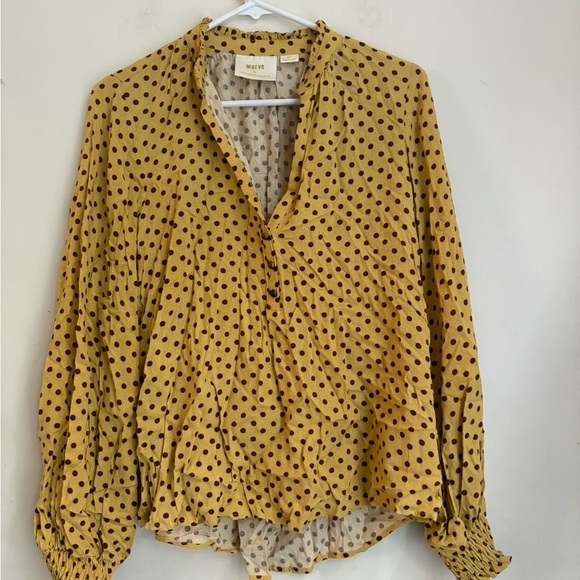 Anthropologie Maeve Colette Yellow Polka Dot Silk Blouse size S - Picture 7 of 7